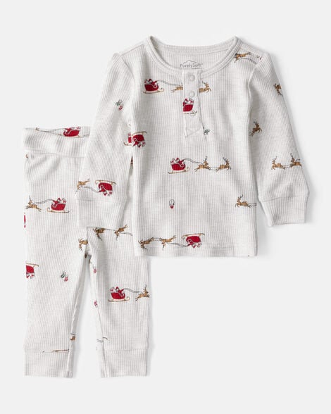 baby 2-piece sleigh print purelysoft tee & pant set - grey