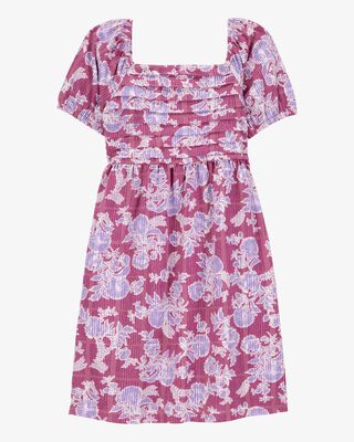 Product image 1 of Kid Smocked Floral Print Dress - Pink