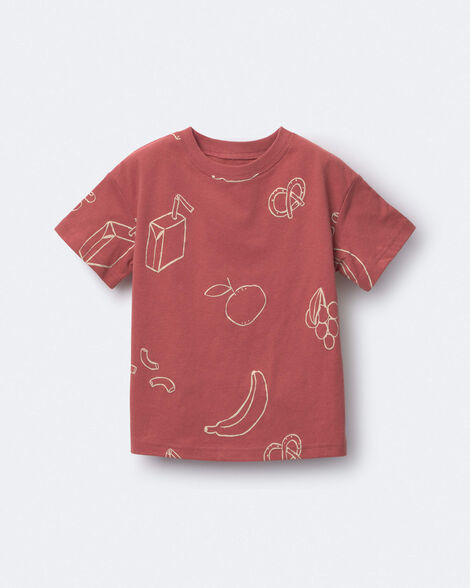 Toddler Relaxed Tee in Snack Print - Red