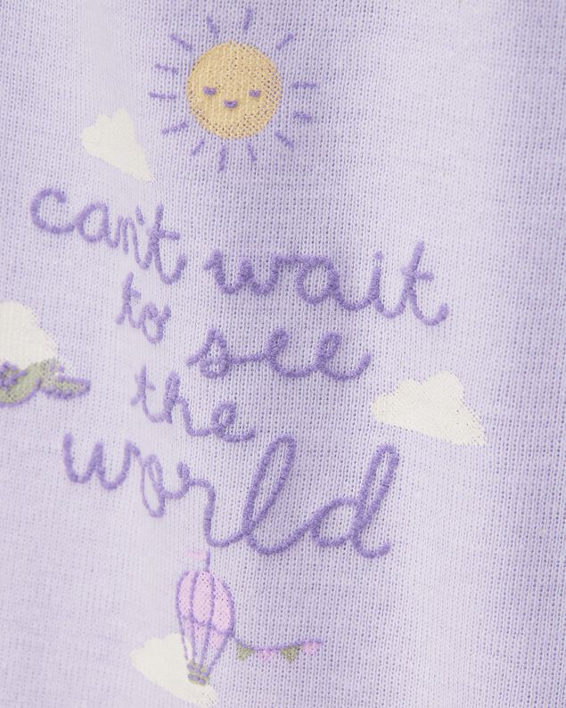 Product image 2 of Baby Girl 3-Piece Hot Air Balloon Print Little Cardigan Set - White/Purple