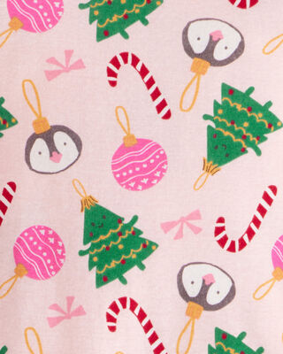 Product image 2 of Baby Christmas Ornament Print 100% Cotton Long-Sleeve 2-Piece Pajamas - Pink
