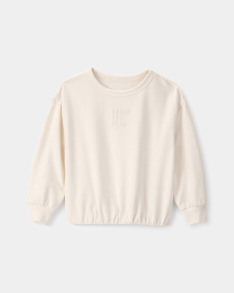 toddler girl 'ready set play' french terry pullover sweatshirt - ivory