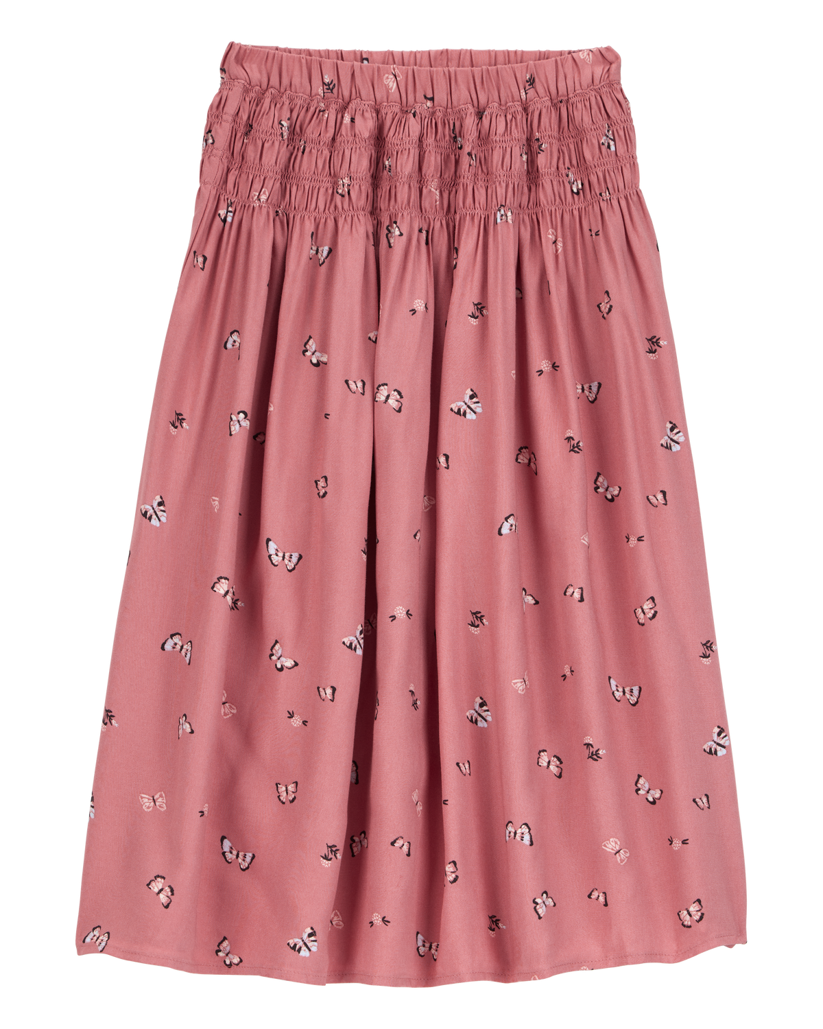 Kid 2-Piece Pointelle Tee & Butterfly Maxi Skirt Set - Pink