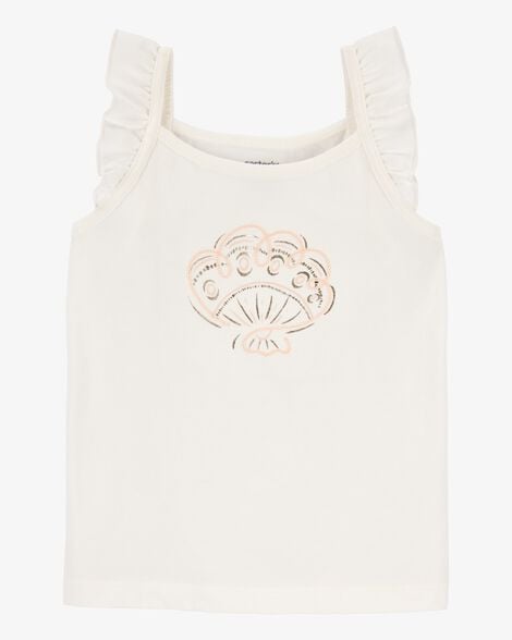 Product image 1 of Baby Seashell Flutter-Sleeve Tank - White