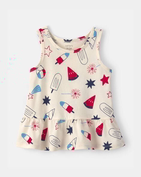 toddler girl fourth of july popsicle peplum tank top - cream