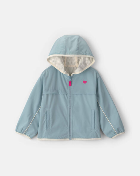 toddler girl heart zip-up hoodie - blue