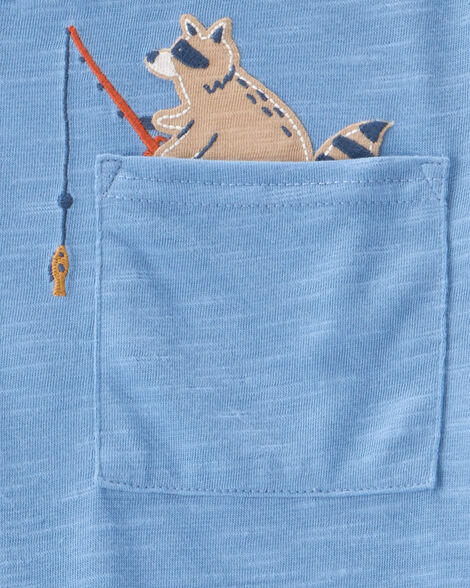Product image 3 of Toddler Boy 2-Piece Fishing Raccoon Loose Fit Pajamas - Blue
