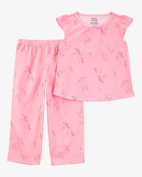 Product image 1 of Toddler Girl Unicorn Print Loose Fit 2-Piece Pajamas - Pink