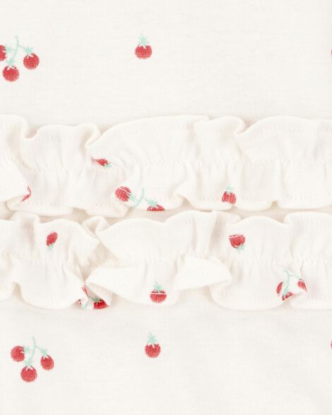 Product image 3 of Baby Tomato Print Short-Sleeve Cotton Romper - Ivory