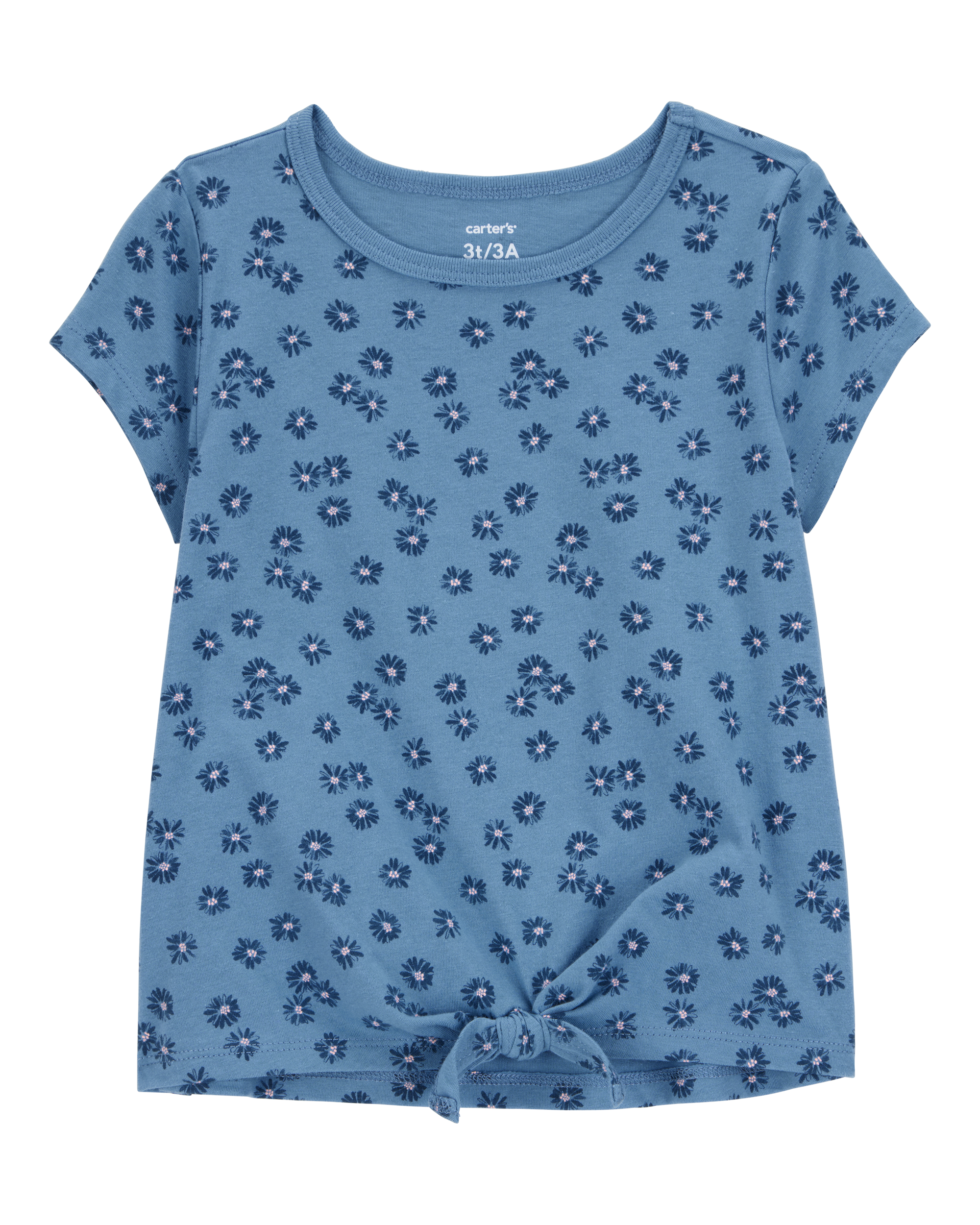 Toddler Floral Tie-Front Short-Sleeve Tee - Blue