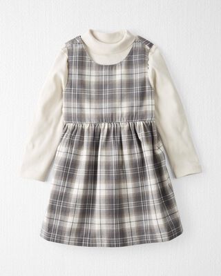 Product image 1 of Toddler 2-Piece Organic Cotton Herringbone Dress Set in Plaid
