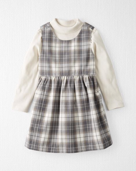  Product image 1 of Toddler 2-Piece Organic Cotton Herringbone Dress Set in Plaid
