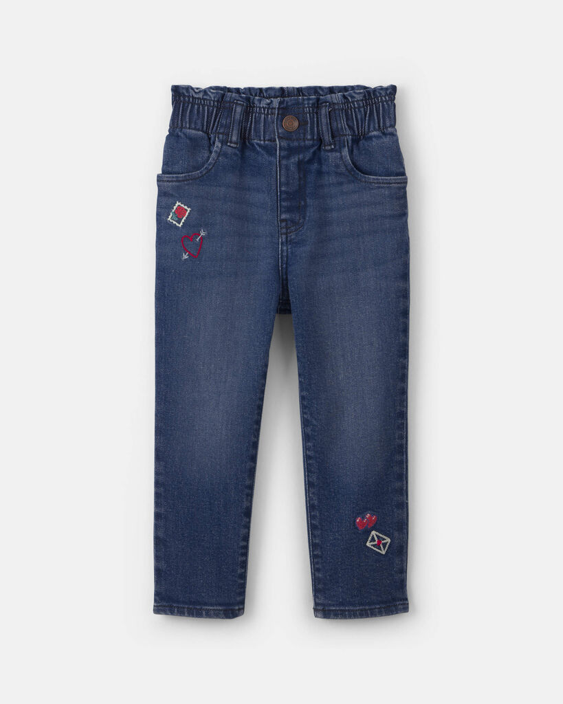 OshKosh B'gosh Toddler Girl Valentine's Day Baggy Jeans - Medium Wash 12M Medium Wash