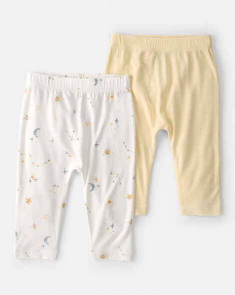 baby 2-pack constellation purelysoft pants - yellow/cream