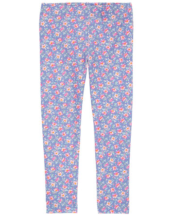 Baby Floral Print Cotton Jersey Stretch Leggings