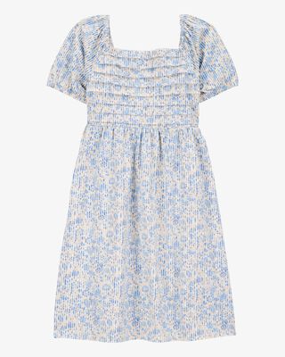 Product image 1 of Kid Smocked Floral Print Dress - Blue