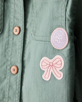 Product image 2 of Toddler Girl Patchwork Cotton Long-Sleeve Utility Fashion Jacket - Green