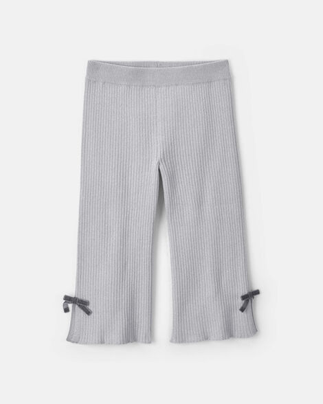 toddler girl bow flare pants - grey