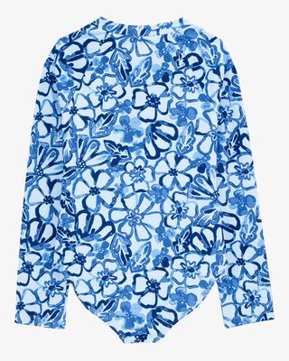 Product image 2 of Kid 1- Piece Floral Long-Sleeve Rashguard Swimsuit - Blue