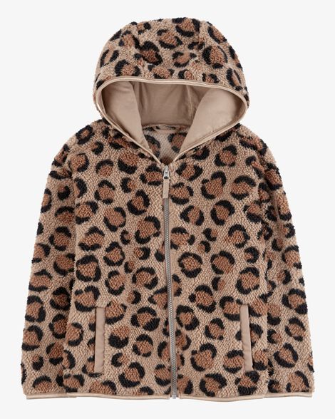  Product image 1 of Kid Leopard Sherpa Hooded Zip Jacket