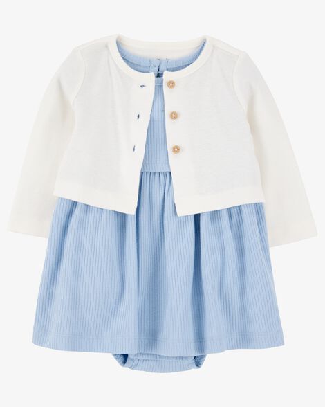 Product image 1 of Baby 2-Piece Bodysuit Dress & Cardigan Set - Blue