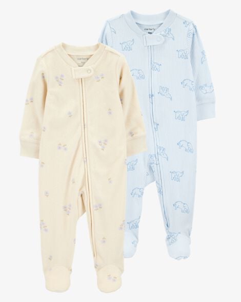 Product image 1 of Baby 2-Pack Print 2-Way Zip Sleep & Play Pajamas