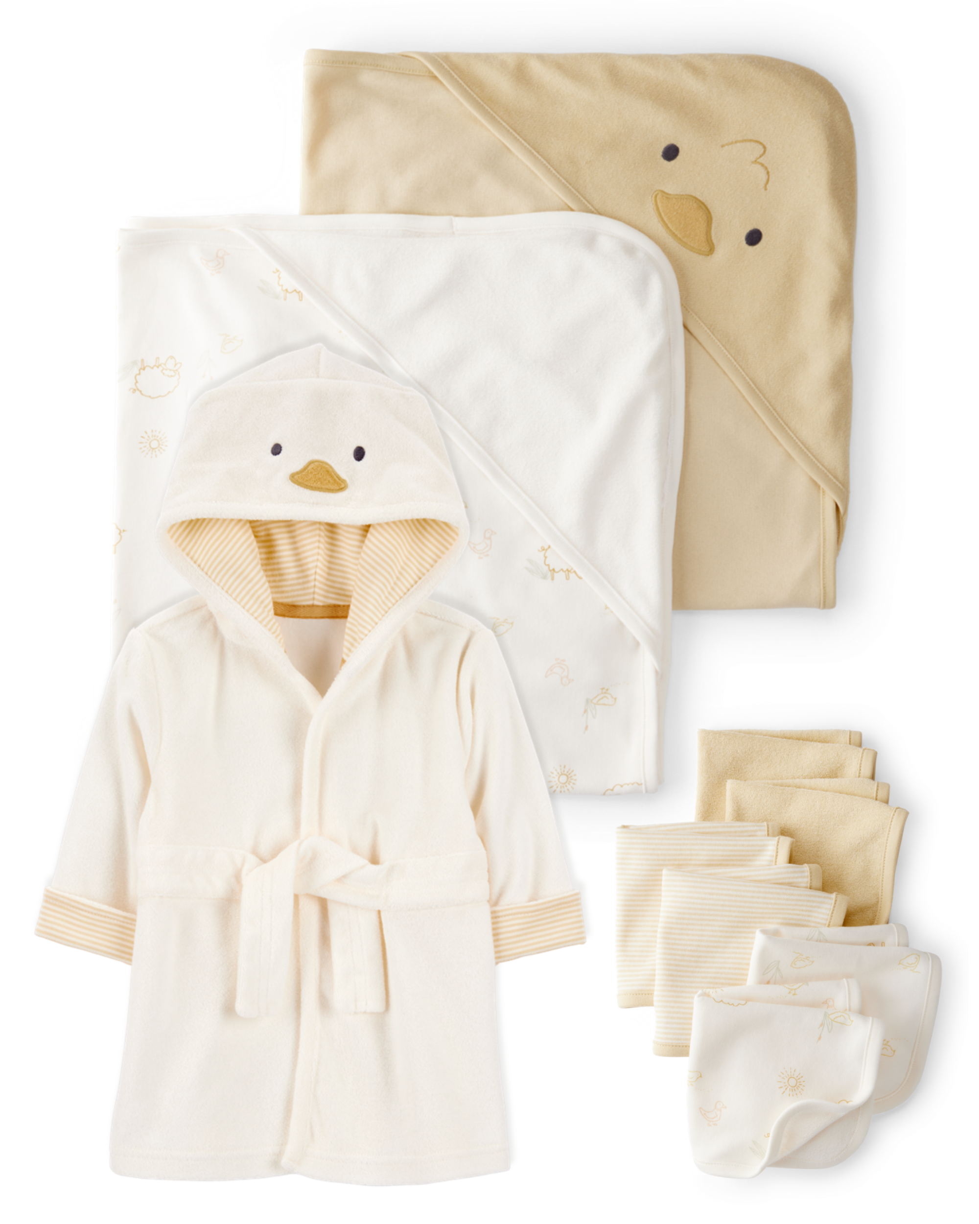 Baby 9-Piece Chick Bath Time Gift Set - Yellow/Ivory