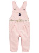 Pink - Baby Stretchy Hickory Stripe Overalls, Selected