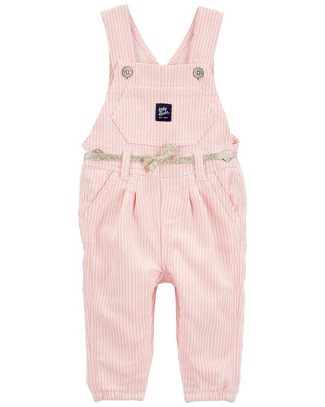  Product image 1 of Baby Stretchy Hickory Stripe Overalls