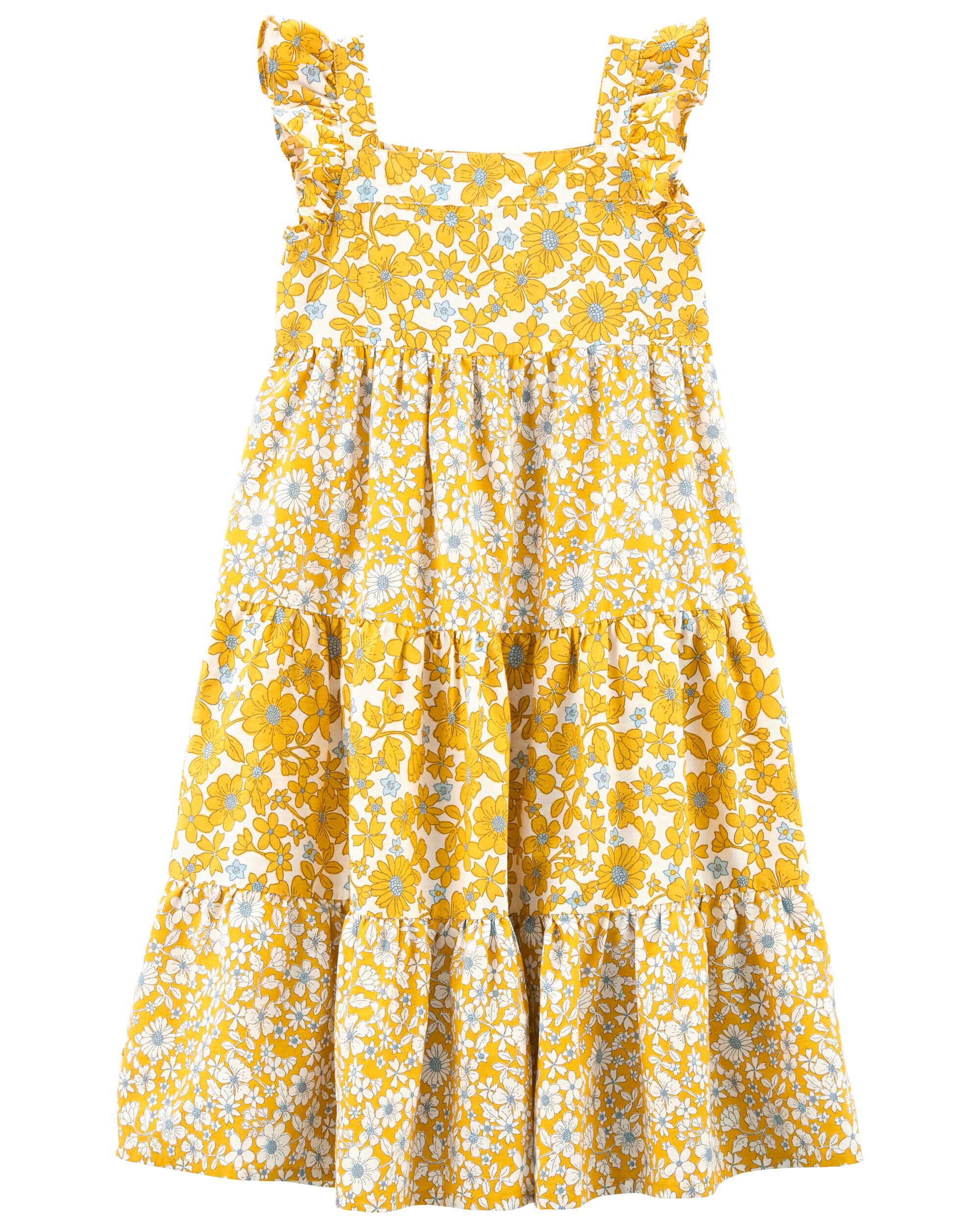 Yellow Kid Floral Linen Dress carters