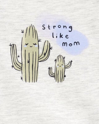 Product image 2 of Baby "Strong Like Mom" Cactus Short-Sleeve Bodysuit - Gray