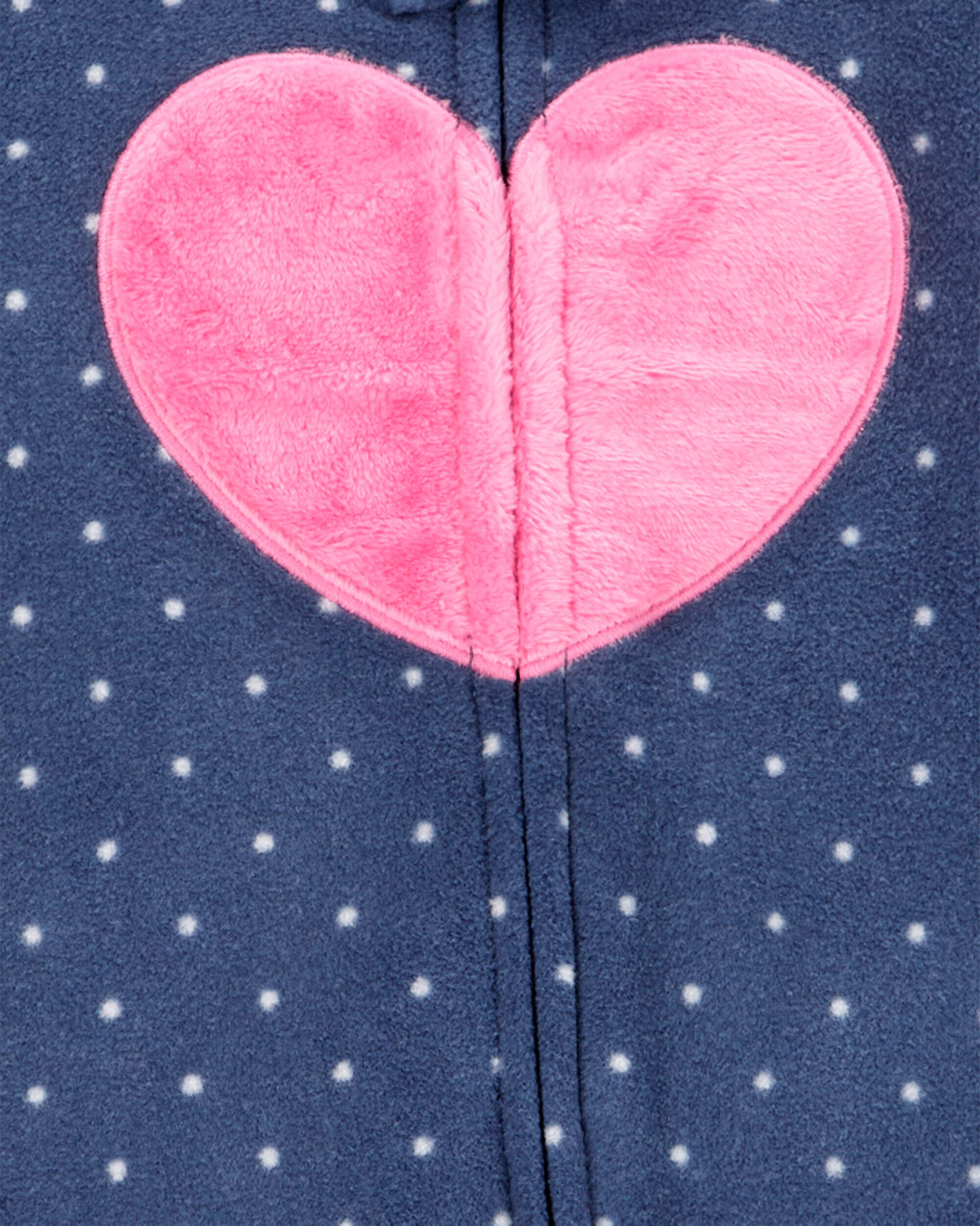 Baby Girl Heart Print Loose Fit Long-Sleeve Sleep & Play Pajamas - Navy