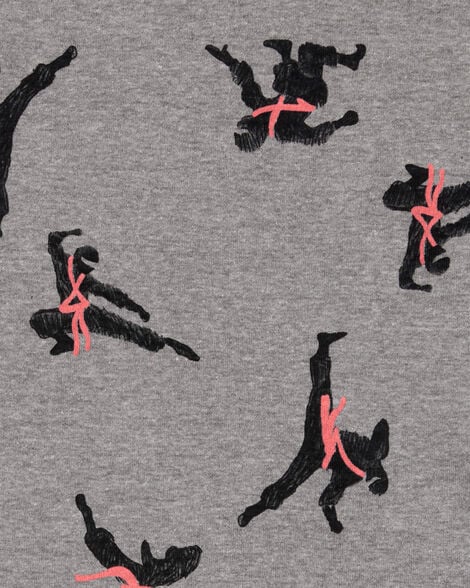 Product image 3 of Kid Ninja Print Snug Fit Cotton 4-Piece Pajamas