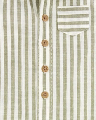 Product image 2 of Baby Striped Short-Sleeve Romper- Green