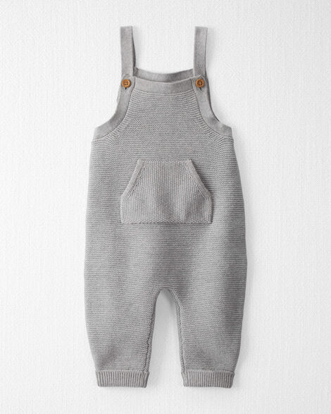  Product image 1 of Baby Organic Cotton Sweater Knit Overalls in Heather Grey