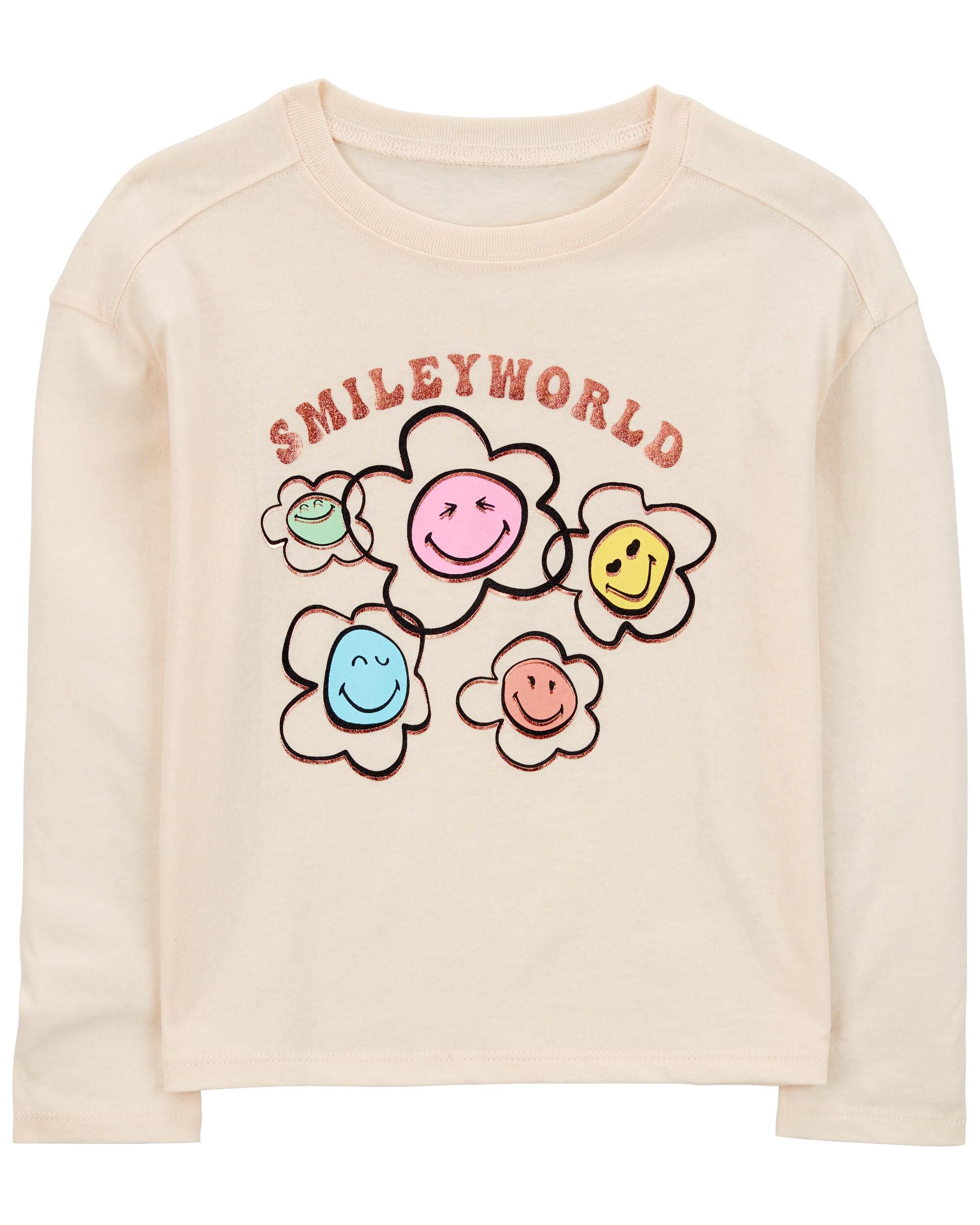 Kid Smiley World Long-Sleeve Graphic Tee - Cream - OshKosh Kid Smiley World Long-Sleeve Graphic Tee - Cream - OshKosh