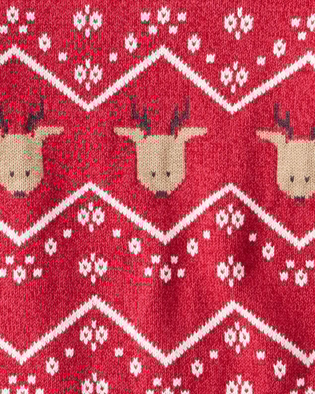 Product image 2 of Toddler Boy Christmas Reindeer Fair Isle Cotton Long-Sleeve Sweater - Red