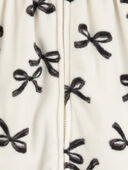 Ivory - Baby Bows Hooded Zip-Up Fleece Jumpsuit, Selected