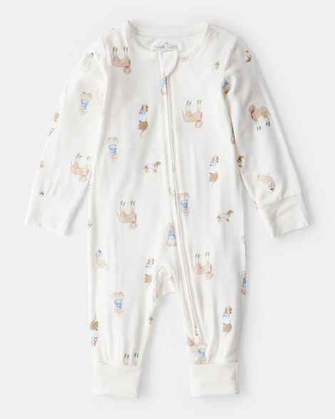 baby dog print purelysoft snug fit sleep & play pajamas - white