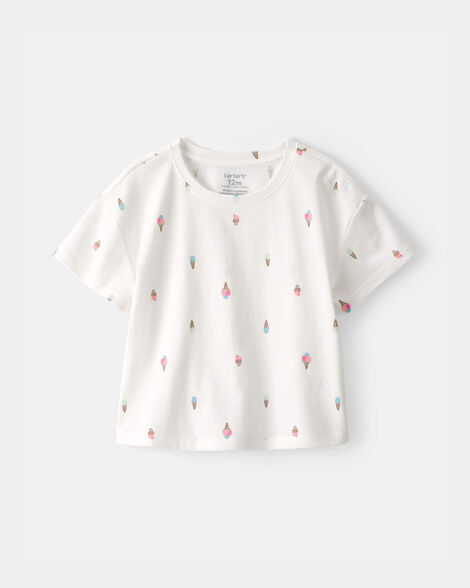 baby girl ice cream top - white