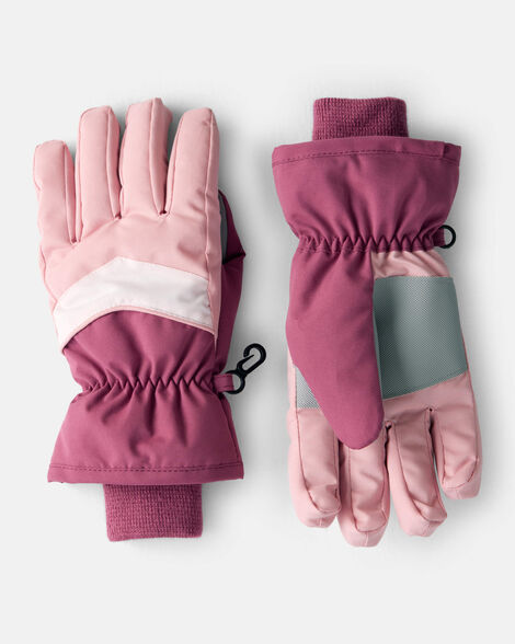 girls ski glove - pink/burgundy