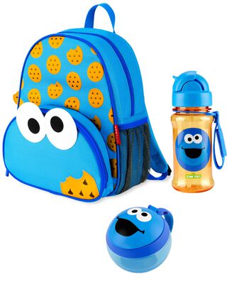 Product image 1 of Sesame Street Little Kid Backpack Straw Bottle & Snack Cup Set - Cookie Monster