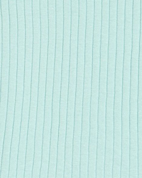 Product image 2 of Kid Solid Ribbed Cotton Blend 2-Piece Pajamas - Teal