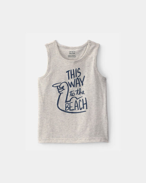 toddler boy 'this way to the beach' graphic tank - grey