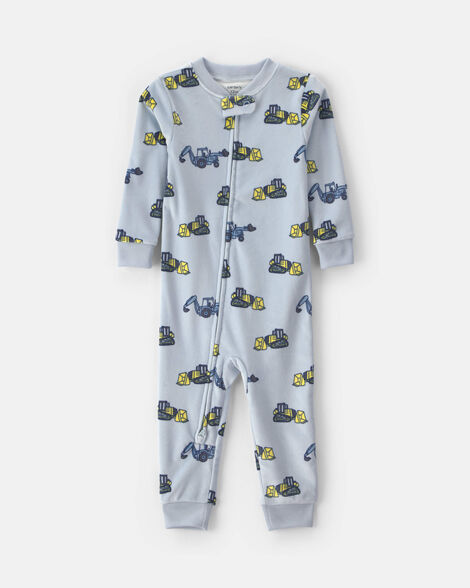 toddler boy 1-piece construction dreamplush snug fit pajama - blue