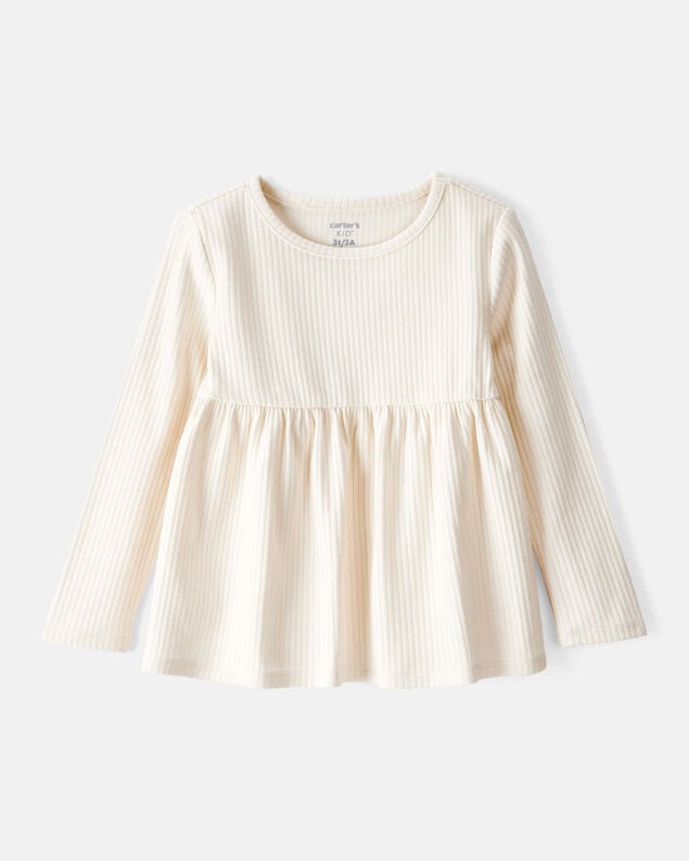 Product image 1 of Toddler Girl Long-Sleeve Peplum Top - White
