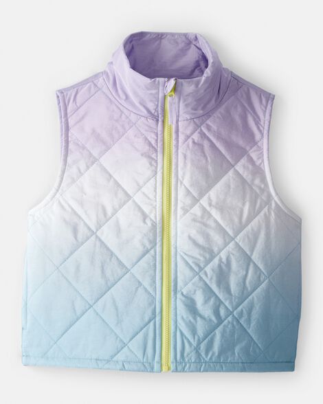 girls ombre puffer vest - purple