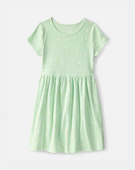 girls floral short-sleeve dress - green