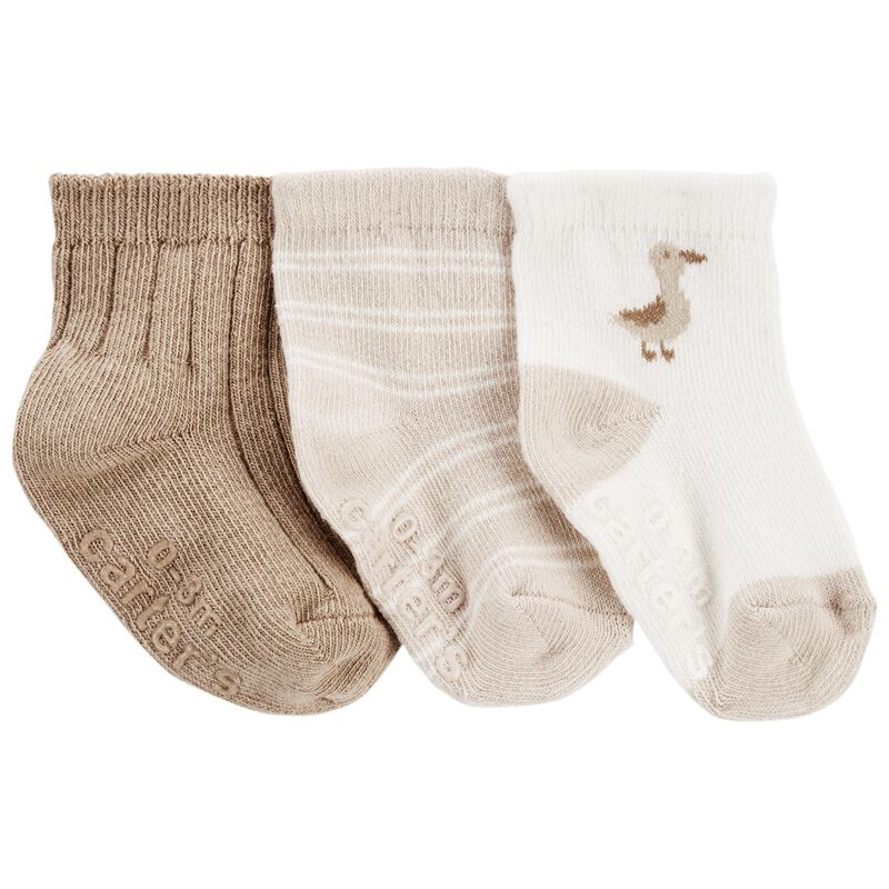 Brown/Ivory Baby 3Pack Duck Booties