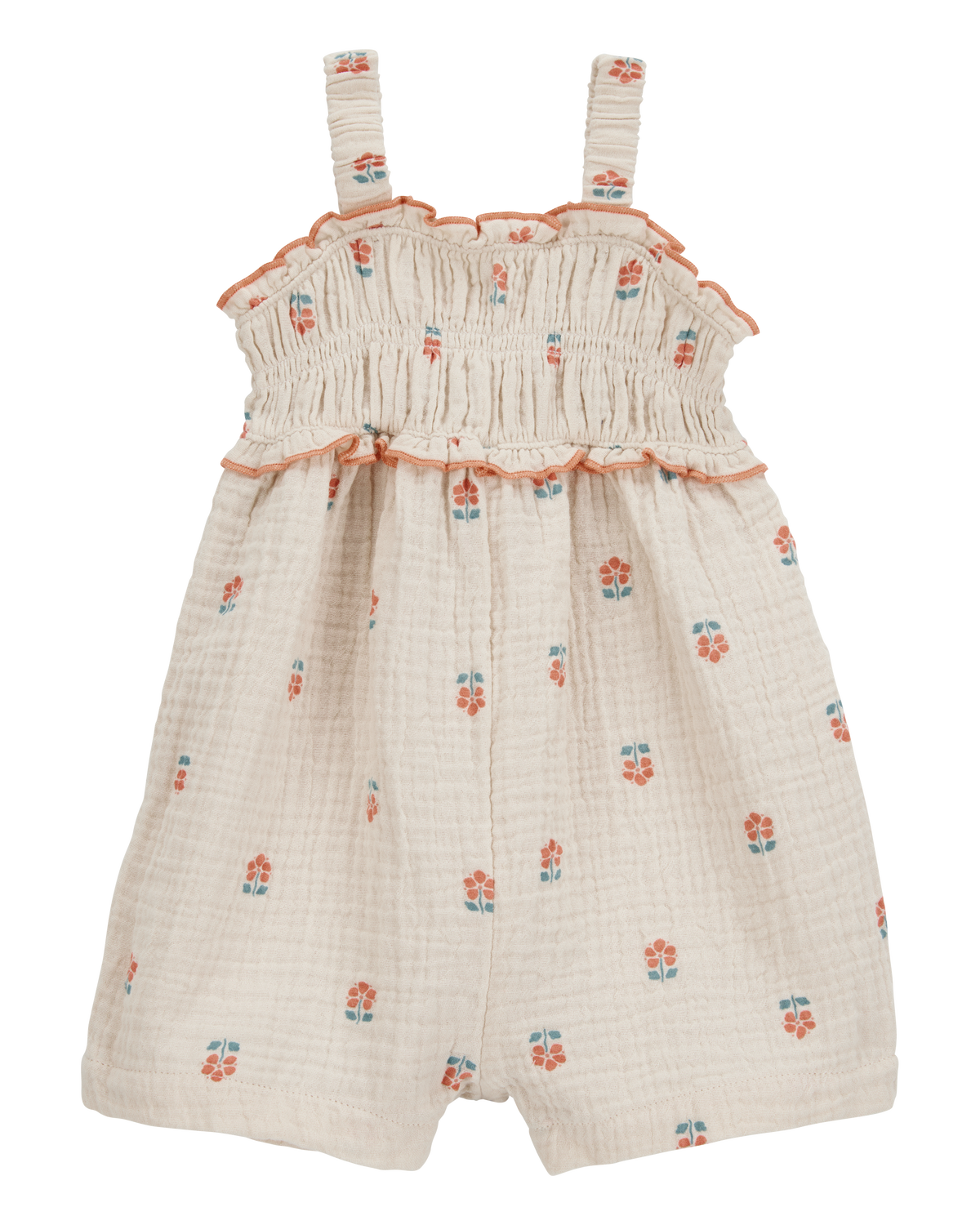 高い信頼 厚い信頼 Baby Smocked Floral Print Sleeveless Romper - Cream 布団・毛布